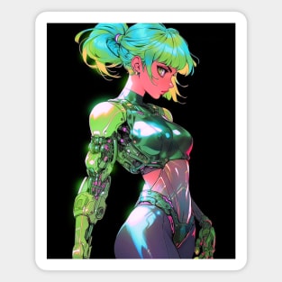 Green cyber woman Magnet